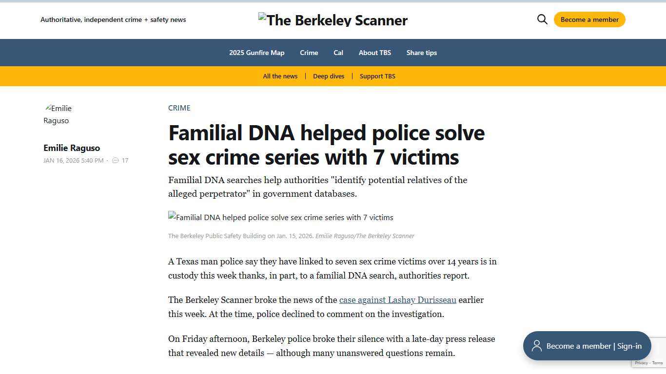 Familial DNA helped police solve cold case sex crime series