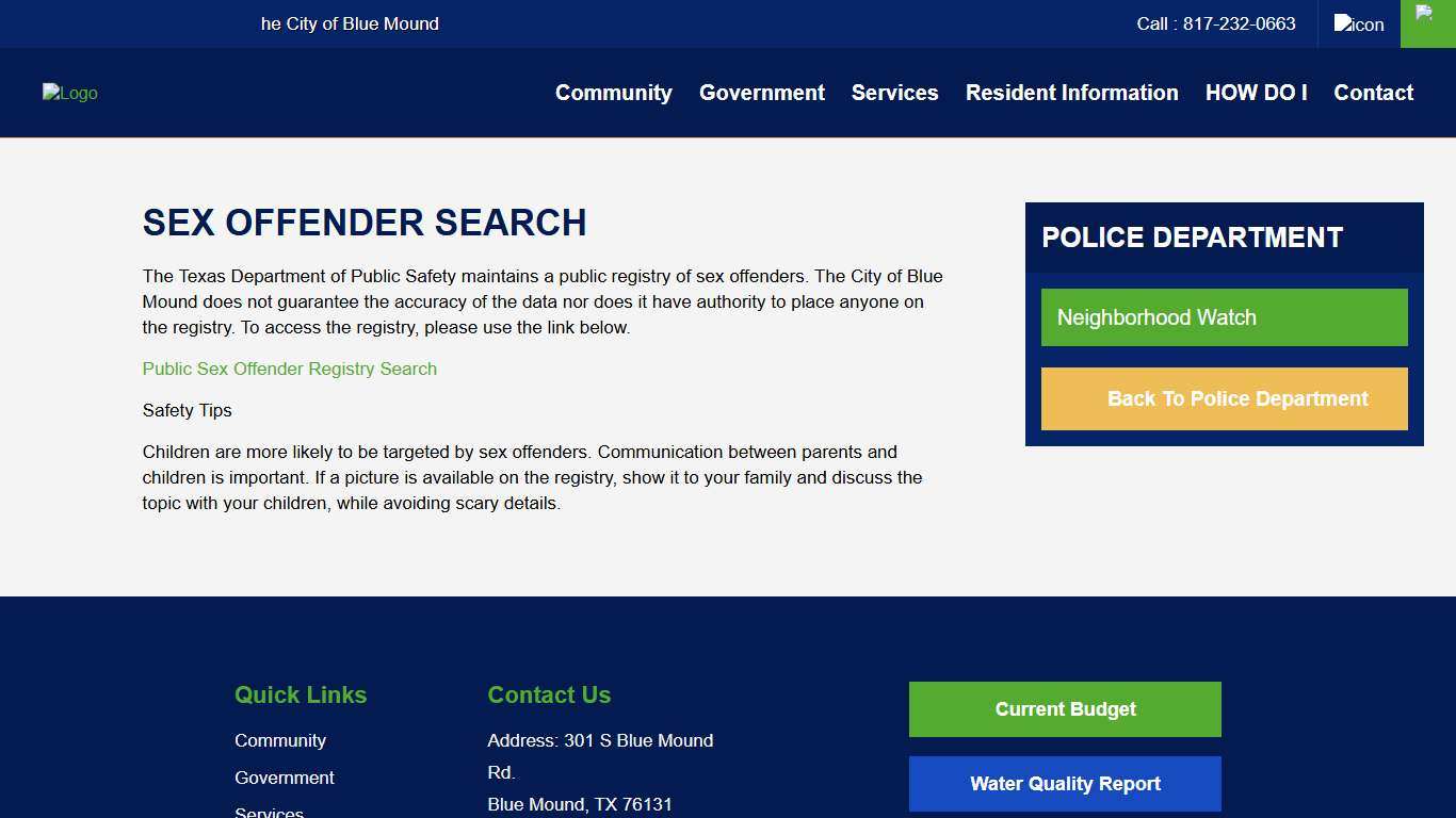 Sex Offender Search | Blue Mound, TX